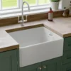 Rangemaster Grange Belfast 1 Bowl Gloss White Fireclay Ceramic Kitchen Sink & Waste - 595 x 455mm