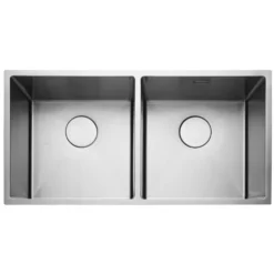 Rangemaster Kube 2 Bowl Brushed Stainless Steel Inset/Undermount Sink & Waste Kit - 860 x 440mm