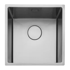 Rangemaster Kube 1 Bowl Brushed Stainless Steel Inset/Undermount Sink & Waste Kit - 440 x 440mm