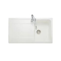 Rangemaster Loa 1 Bowl Igneous Granite Kitchen Sink with Reversible Drainer & Waste Kit - 860 x 500mm