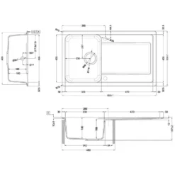 Rangemaster Loa 1 Bowl Igneous Granite Kitchen Sink with Reversible Drainer & Waste Kit - 860 x 500mm