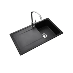 Rangemaster Loa 1 Bowl Igneous Granite Kitchen Sink with Reversible Drainer & Waste Kit - 860 x 500mm