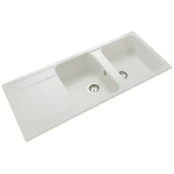 Rangemaster Loa 2 Bowl Igneous Granite Kitchen Sink with Reversible Drainer & Waste Kit - 1160 x 500mm