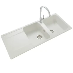 Rangemaster Loa 2 Bowl Igneous Granite Kitchen Sink with Reversible Drainer & Waste Kit - 1160 x 500mm