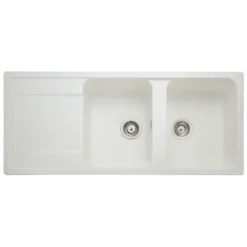 Rangemaster Loa 2 Bowl Igneous Granite Kitchen Sink with Reversible Drainer & Waste Kit - 1160 x 500mm