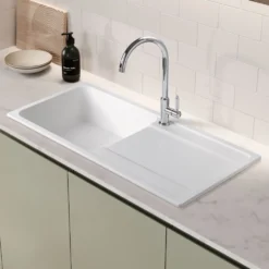 Rangemaster Loa 1 Bowl Igneous Granite Kitchen Sink with Reversible Drainer & Waste Kit - 1000 x 500mm