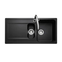 Rangemaster Loa 1.5 Bowl Igneous Granite Kitchen Sink with Reversible Drainer & Waste Kit - 1000 x 500mm