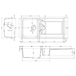 Rangemaster Loa 1.5 Bowl Igneous Granite Kitchen Sink with Reversible Drainer & Waste Kit - 1000 x 500mm