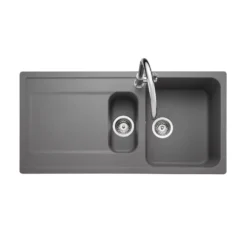 Rangemaster Loa 1.5 Bowl Igneous Granite Kitchen Sink with Reversible Drainer & Waste Kit - 1000 x 500mm