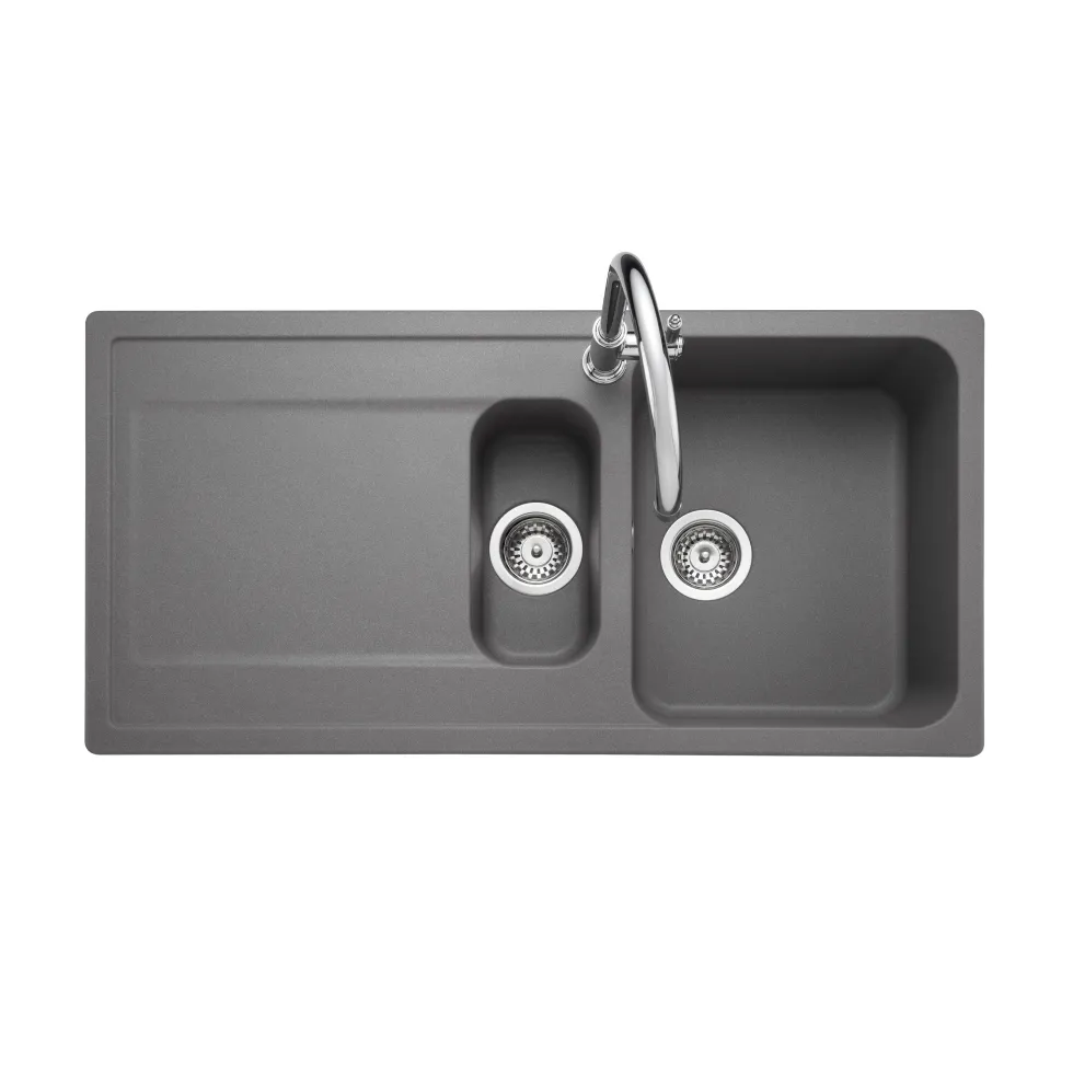 Rangemaster Loa 1.5 Bowl Igneous Granite Kitchen Sink with Reversible Drainer & Waste Kit - 1000 x 500mm