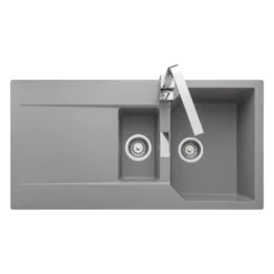 Rangemaster Mayon 1.5 Bowl Igneous Granite Kitchen Sink & Waste Kit with Reversible Drainer - 1000 x 510mm