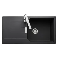 Rangemaster Mayon Large 1 Bowl Igneous Granite Kit Kitchen Sink & Waste Kit with Reversible Drainer - 1000 x 510mm