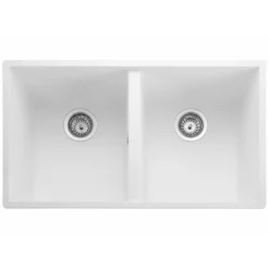 Rangemaster Oridian Undermount 2 Bowl Igneous Granite Composite Kitchen Sink & Waste Kit - 760 x 435mm