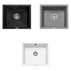 Rangemaster Paragon 1 Bowl Granite Composite Undermount Kitchen Sink & Waste Kit - 533 x 457mm