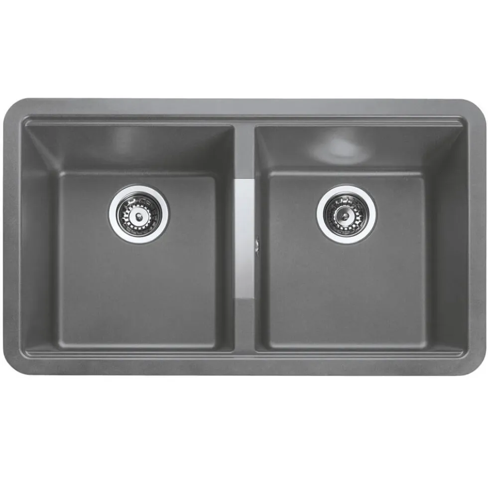 Rangemaster Paragon 2 Bowl Granite Composite Undermount Kitchen Sink & Waste Kit - 824 x 481mm