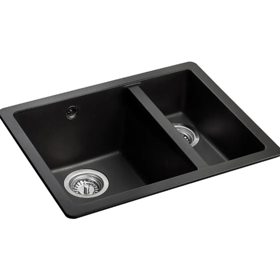 Rangemaster Paragon 1.5 Bowl Igneous Granite Composite Undermount Kitchen Sink & Waste Kit - 550 x 430mm