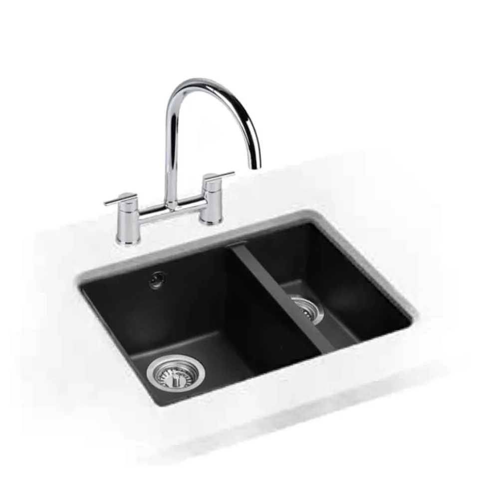 Rangemaster Paragon 1.5 Bowl Igneous Granite Composite Undermount Kitchen Sink & Waste Kit - 550 x 430mm