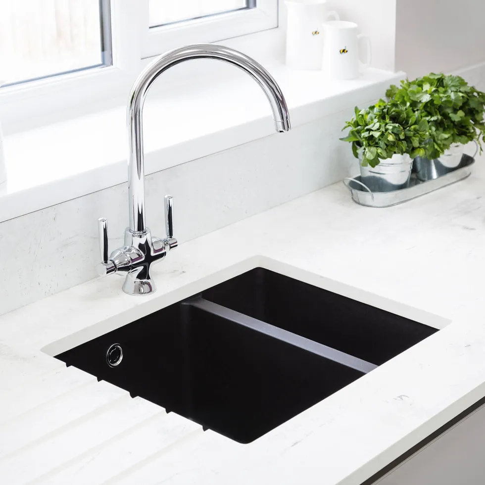 Rangemaster Paragon 1.5 Bowl Igneous Granite Composite Undermount Kitchen Sink & Waste Kit - 550 x 430mm
