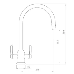 Rangemaster Parma Twin Lever Kitchen Mixer Tap with Swivel Spout