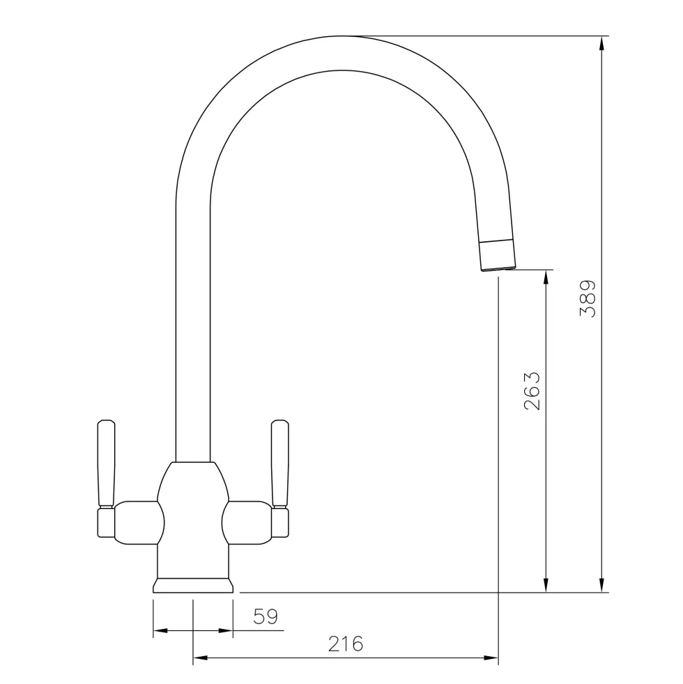 Rangemaster Parma Twin Lever Kitchen Mixer Tap with Swivel Spout
