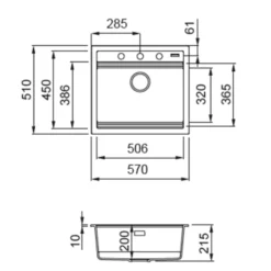 Rangemaster Prato Inset 1 Bowl Igneous Granite Composite Kitchen Sink & Waste Kit - 570 x 510mm