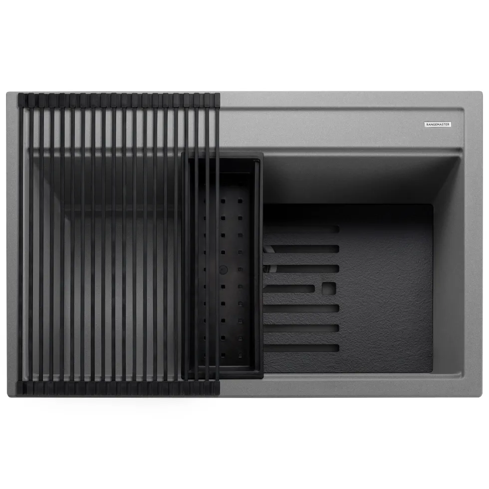 Rangemaster Prato Inset 1 Bowl Igneous Granite Composite Kitchen Sink & Waste Kit - 790 x 510mm