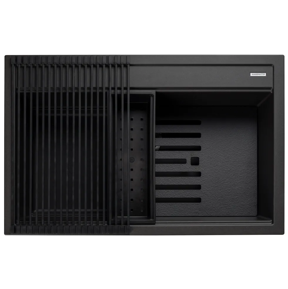 Rangemaster Prato Inset 1 Bowl Igneous Granite Composite Kitchen Sink & Waste Kit - 790 x 510mm