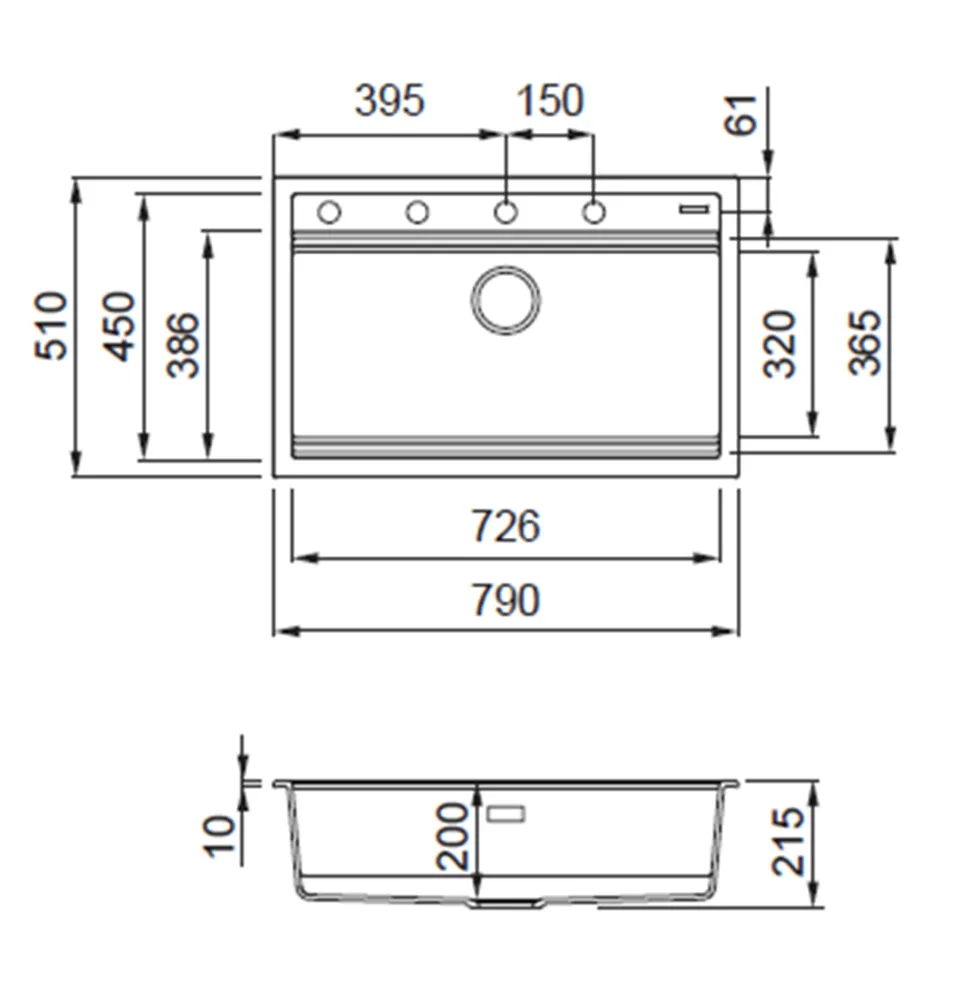 Rangemaster Prato Inset 1 Bowl Igneous Granite Composite Kitchen Sink & Waste Kit - 790 x 510mm