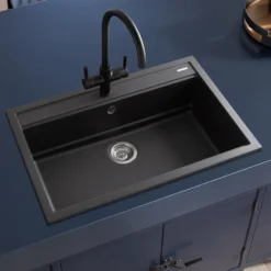 Rangemaster Prato Inset 1 Bowl Igneous Granite Composite Kitchen Sink & Waste Kit - 790 x 510mm