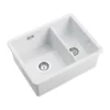Rangemaster Rustique 1.5 Bowl Ceramic Undermount / Inset Kitchen Sink & Waste Kit - 595 x 460mm