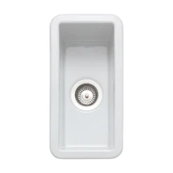 Rangemaster Rustique 0.5 Bowl Inset/Undermount Fireclay White Ceramic Kitchen Sink & Waste Kit - 234 x 460mm