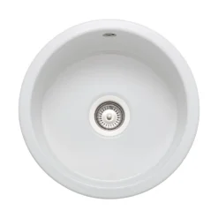 Rangemaster Rustique 1 Bowl Inset/Undermount Fireclay White Ceramic Kitchen Sink & Waste Kit - 445 x445mm