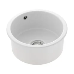 Rangemaster Rustique 1 Bowl Inset/Undermount Fireclay White Ceramic Kitchen Sink & Waste Kit - 445 x445mm