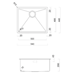 Rangemaster Spectra 1 Bowl Inset or Undermount Stainless Steel Kitchen Sink & Waste - 540 x 440mm