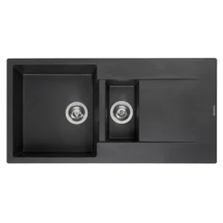 Reginox Amsterdam 1.5 Bowl Granite Composite Kitchen Sink & Waste Kit with Reversible Drainer - 1000 x 500mm