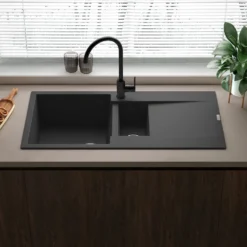 Reginox Amsterdam 1.5 Bowl Granite Composite Kitchen Sink & Waste Kit with Reversible Drainer - 1000 x 500mm