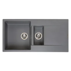 Reginox Amsterdam 1.5 Bowl Granite Composite Kitchen Sink & Waste Kit with Reversible Drainer - 1000 x 500mm