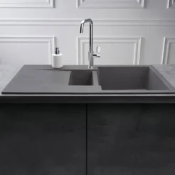 Reginox Amsterdam 1.5 Bowl Granite Composite Kitchen Sink & Waste Kit with Reversible Drainer - 1000 x 500mm