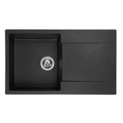 Reginox Amsterdam Compact Single Bowl Granite Composite Kitchen sink & Waste Kit with Reversible Drainer - 860 x 500mm