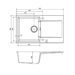 Reginox Amsterdam Compact Single Bowl Granite Composite Kitchen sink & Waste Kit with Reversible Drainer - 860 x 500mm