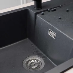 Reginox Amsterdam Compact Single Bowl Granite Composite Kitchen sink & Waste Kit with Reversible Drainer - 860 x 500mm
