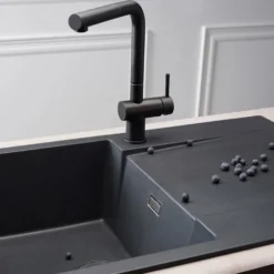 Reginox Amsterdam Compact Single Bowl Granite Composite Kitchen sink & Waste Kit with Reversible Drainer - 860 x 500mm