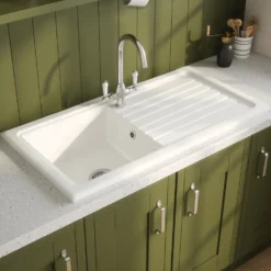 Reginox 1 Bowl Ceramic Kitchen Sink & Waste Kit with Reversible Drainer - 1010 x 525mm