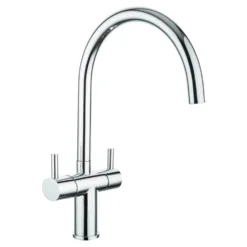 Reginox Ego Black Spek Granite 1.5 Bowl Kitchen Sink & Vellamo Caspian Dual Lever Mono Kitchen Mixer