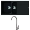 Reginox Ego 1.5 Bowl Black Spek Composite Kitchen Sink & Vellamo Revolve Monobloc Mixer Tap