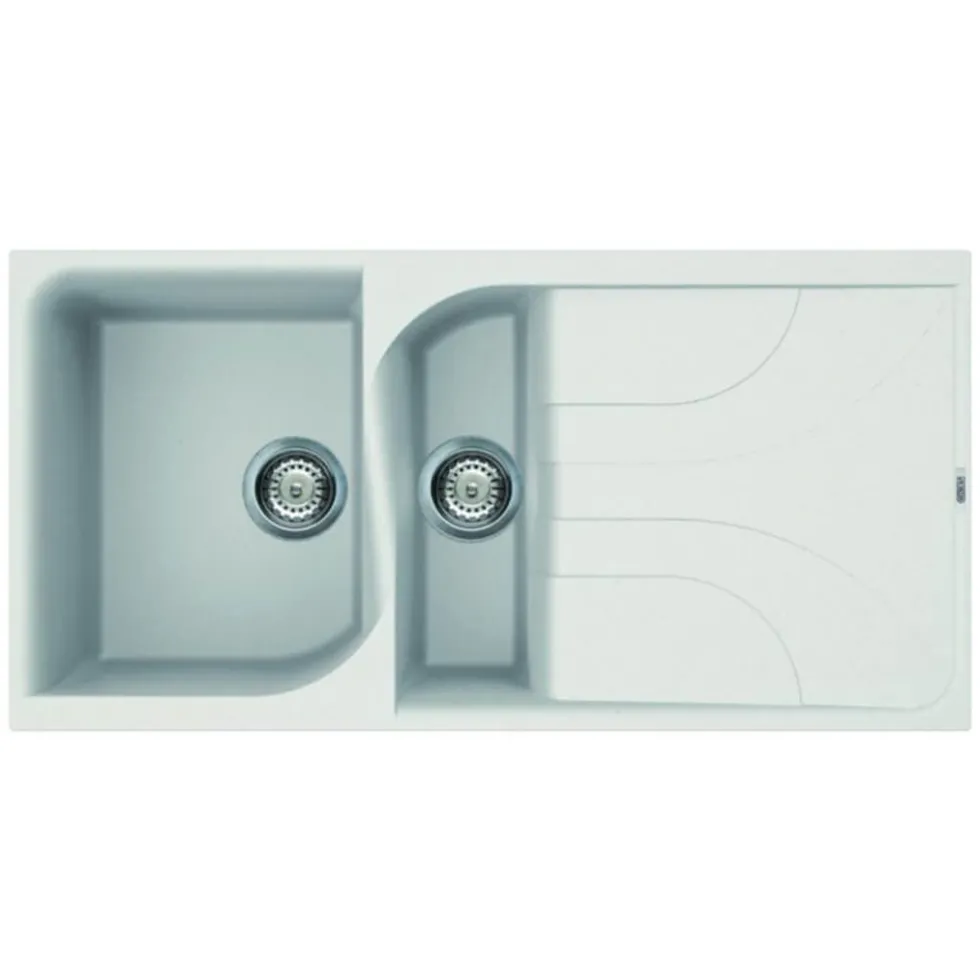 Reginox Ego White Granite Composite 1.5 Bowl Kitchen Sink & Vellamo FlexiSpray Kitchen Mixer