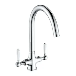 Reginox Elbe WRAS Approved Twin Lever Traditional Mono Kitchen Mixer Tap