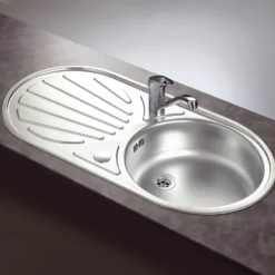 Reginox Galicia Single Bowl Stainless Steel Inset Sink & Waste with Reversible Drainer - 855 x 445mm