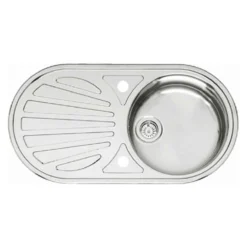 Reginox Galicia Single Bowl Stainless Steel Inset Sink & Waste with Reversible Drainer - 855 x 445mm