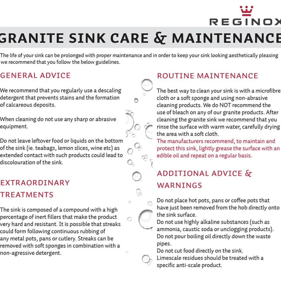 Reginox Harlem 1 Bowl Granite Composite Kitchen Sink & Waste Kit - 1000 x 500mm